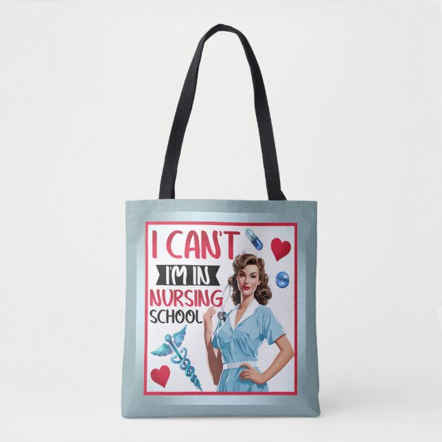 Niedliche Nostalgie-Krankenschwester Pinup in der  Tasche (Vorderseite)