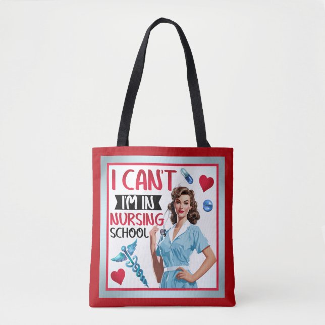 Niedliche Nostalgie-Krankenschwester Pinup in der  Tasche (Vorderseite)