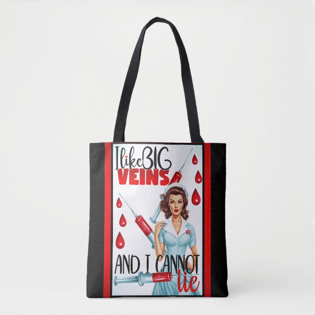Niedliche Nostalgie Nurse Pinup I mag große Venen Tasche (Vorderseite)
