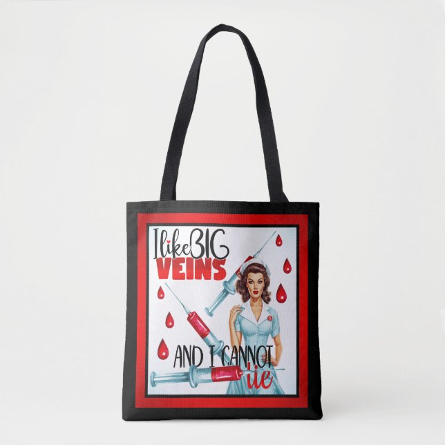 Niedliche Nostalgie Nurse Pinup I mag große Venen Tasche (Vorderseite)