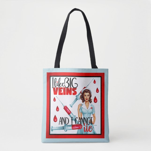 Niedliche Nostalgie Nurse Pinup I mag große Venen Tasche (Vorderseite)