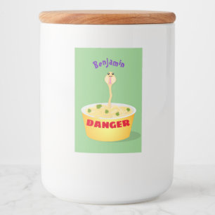 Niedliche Nudeln Schlange Cartoon Illustration Spa Lebensmitteletikett