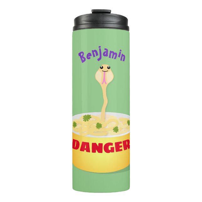 Niedliche Nudeln Schlange Cartoon Illustration Spa Thermosbecher (Vorderseite)
