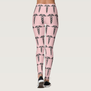 Niedliche nurse Rosa und Grau Medizin Caduceus Leggings