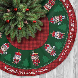 Niedliche Nutcrakers Red & Green Tartan Weihnachte Polyester Weihnachtsbaumdecke