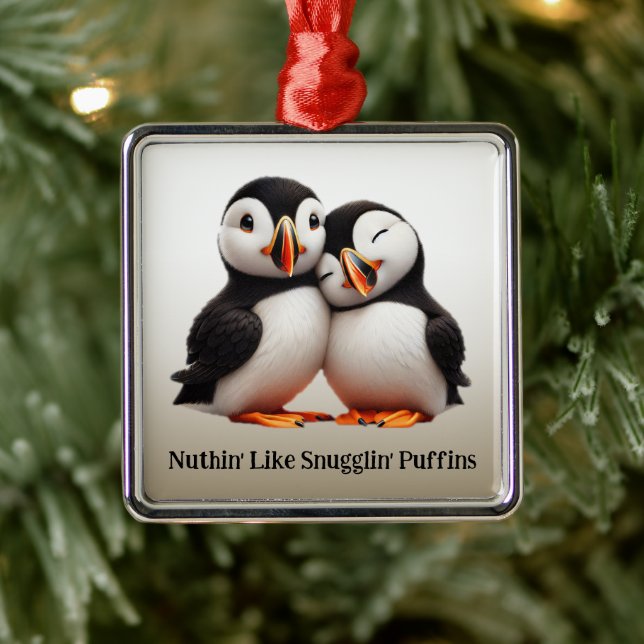Niedliche Nuthin' like Snugglin' Puffins Ornament Aus Metall (Baum)