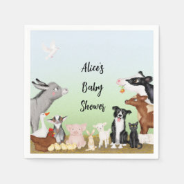 Niedliche Nutztiere Babyduschpapierservietten Serviette