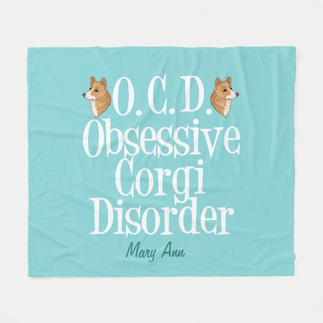 Niedliche obsessive Corgi-Störung Fleecedecke (Vorderseite (Horizontal))