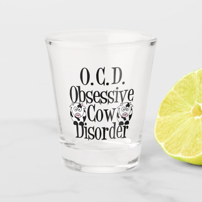 Niedliche obsessive Rinderkrankheit Schnapsglas (Vorderseite)
