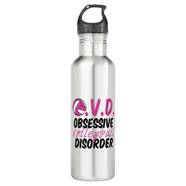 Niedliche obsessive Volleyballstörung Edelstahlflasche (Vorderseite)