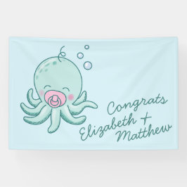 Niedliche Octopus Baby Dusche Kawaii Pink Girl Banner