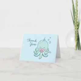 Niedliche Octopus Baby Dusche Kawaii Pink Girl Dankeskarte
