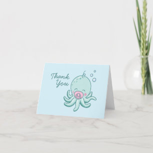 Niedliche Octopus Baby Dusche Kawaii Pink Girl Dankeskarte