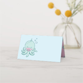 Niedliche Octopus Baby Dusche Kawaii Pink Girl Platzkarte