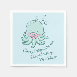 Niedliche Octopus Baby Dusche Kawaii Pink Girl Serviette