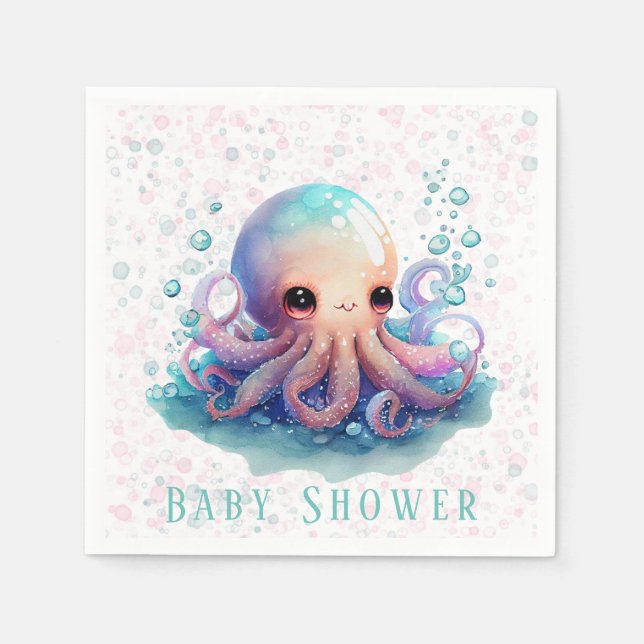 Niedliche Octopus Babydusche Serviette (Vorderseite)