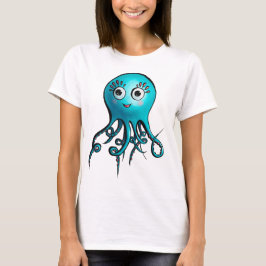 Niedliche Octopus Blauer Cartoon Tier T-Shirt