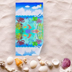 Niedliche Octopus Coral Summer Beach Ferien Kinder Strandtuch
