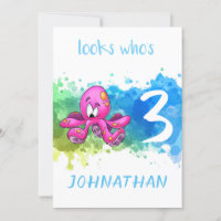 Niedliche Octopus Geburtstagskarte Blue