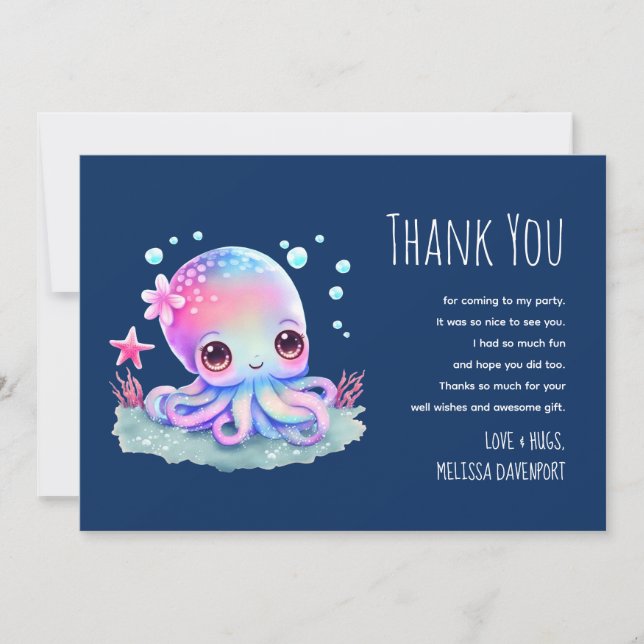 Niedliche Octopus Sea Kreation Vielen Dank Dankeskarte (Vorderseite)