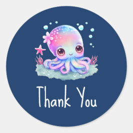 Niedliche Octopus Sea Kreation Vielen Dank Runder Aufkleber
