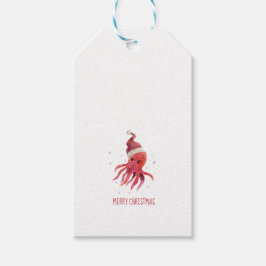 Niedliche Octopus Seen und Grüße Weihnachtsmannmüt Geschenkanhänger