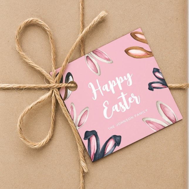 Niedliche Ohren glücklich Ostern Geschenkanhänger (Cute Bunny Ears Happy Easter Favor Tags)