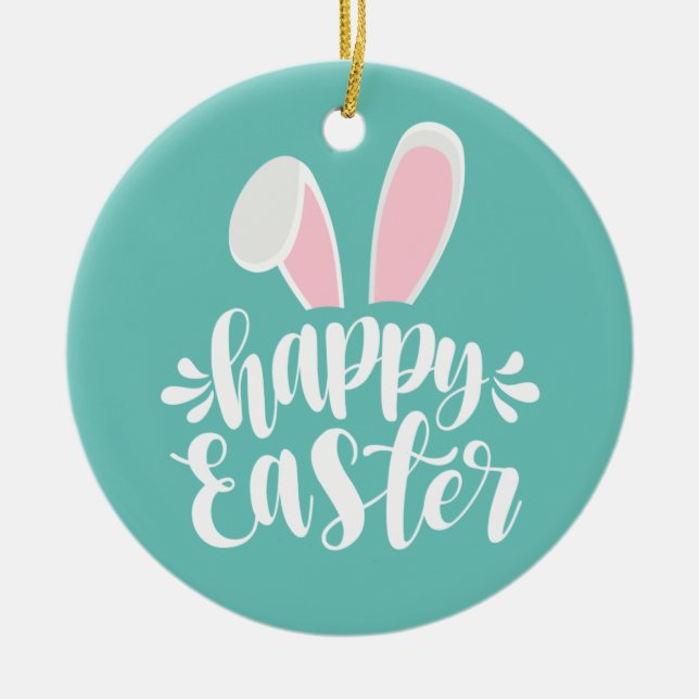Niedliche Ohren glücklich Ostern | KERAMIK Keramik Ornament (Vorne)