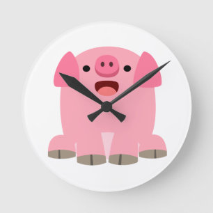 Niedliche Oinking Cartoon-Schwein-Wand-Uhr Runde Wanduhr