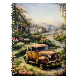niedliche Oldtimerruste Blume Notizblock