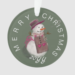 Niedliche Olive Green Snow Woman Ornament