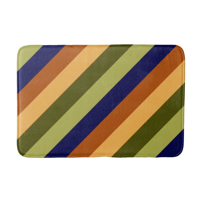 Niedliche Olive Sage Navy Strips Mittelbadematte Badematte (Vorderseite)