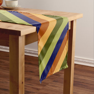Niedliche Olive Sage Navy Strips Mittlerer Tischlä Mittelgroßer Tischläufer