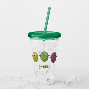 Niedliche Oliven singen Cartoon Acryltrinkbecher
