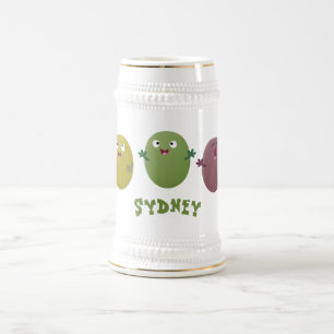 Niedliche Oliven singen Cartoon Bierglas