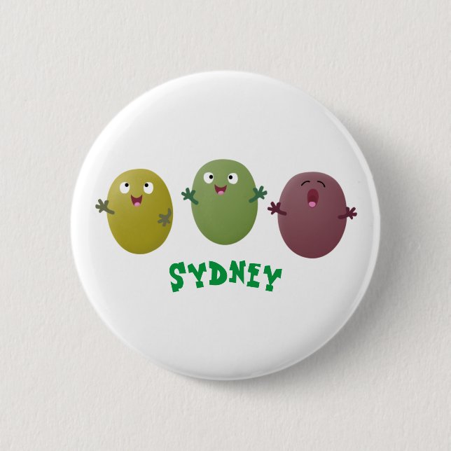 Niedliche Oliven singen Cartoon Button (Vorderseite)