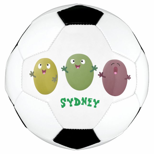Niedliche Oliven singen Cartoon Fußball (Vorderseite)