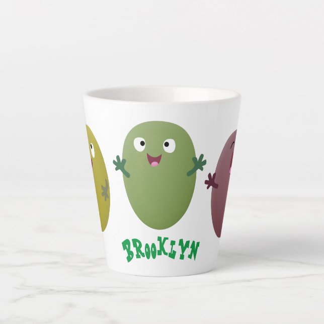 Niedliche Oliven singen Cartoon Milchtasse (Vorderseite)