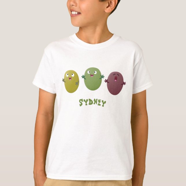 Niedliche Oliven singen Cartoon T-Shirt (Vorderseite)