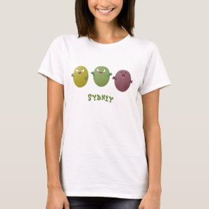 Niedliche Oliven singen Cartoon T-Shirt