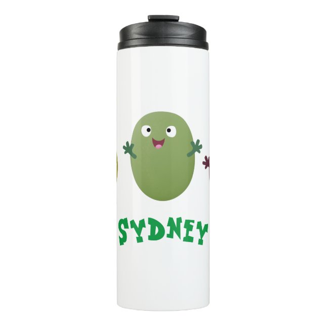 Niedliche Oliven singen Cartoon Thermosbecher (Vorderseite)