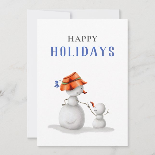 Niedliche Oma Snowman Happy Holidays Feiertagskarte (Vorderseite)