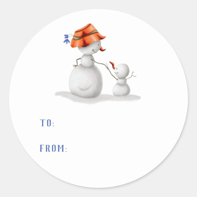 Niedliche Oma Snowman Weihnachten bis Von Runder Aufkleber (Vorderseite)