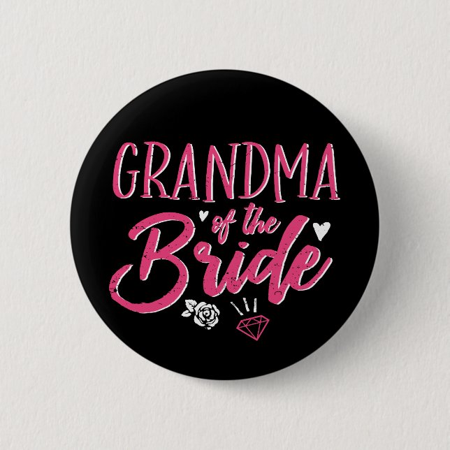 Niedliche Oma The Bride Pink Calligrafy Script Button (Vorderseite)