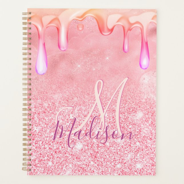 Niedliche ombre Rose Gold Imitate Glitzer Tropfen  Planer (Vorderseite)
