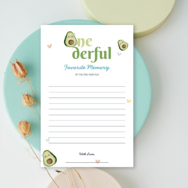 Niedliche Onederful Avocado 1. Geburtstagskarte (Cute Onederful Avocado 1st Birthday Memory Card)