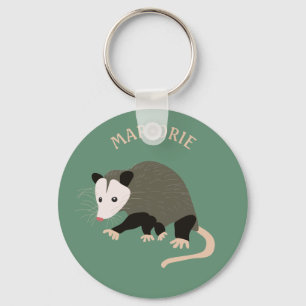 Niedliche Opossum-Illustrations-personalisiertes Schlüsselanhänger