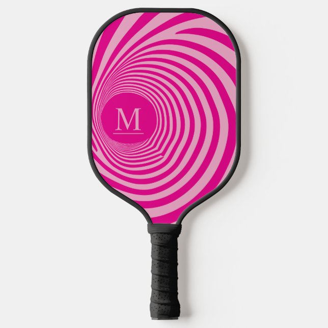Niedliche optische Illusion Vortex Monogramm Pink  Pickleball Schläger (Vorderseite)