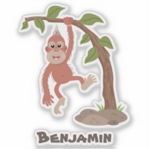 Niedliche Orang-Utan-Cartoon-Illustration Aufkleber