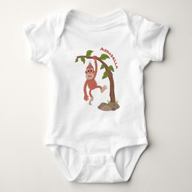 Niedliche Orang-Utan-Cartoon-Illustration Baby Strampler (Vorderseite)